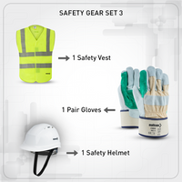 Safety Gear Set 3- Safety Vest, Helmet, Gloves